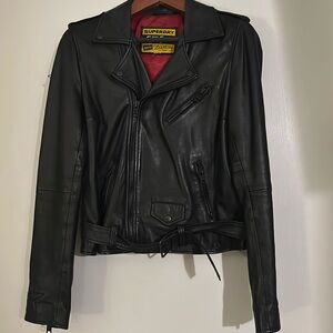 Women’s vintage Superdry moto leather jacket size L